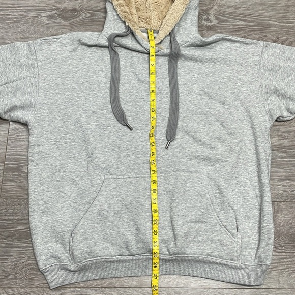 Aerie Oversized Cozy Spring Street Faux Fur Lined Hoodie Sweatshirt Gray M - Picture 9 of 16